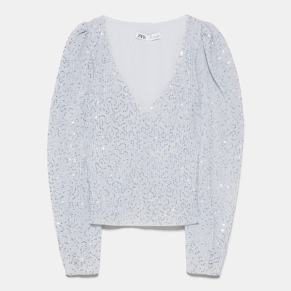 ZARA V-neck Sequin Top BNWT - Picture 7 of 7